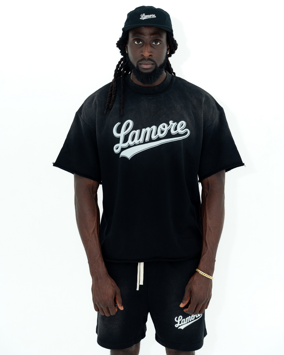 FADED SWEAT SHORTS - BLACK