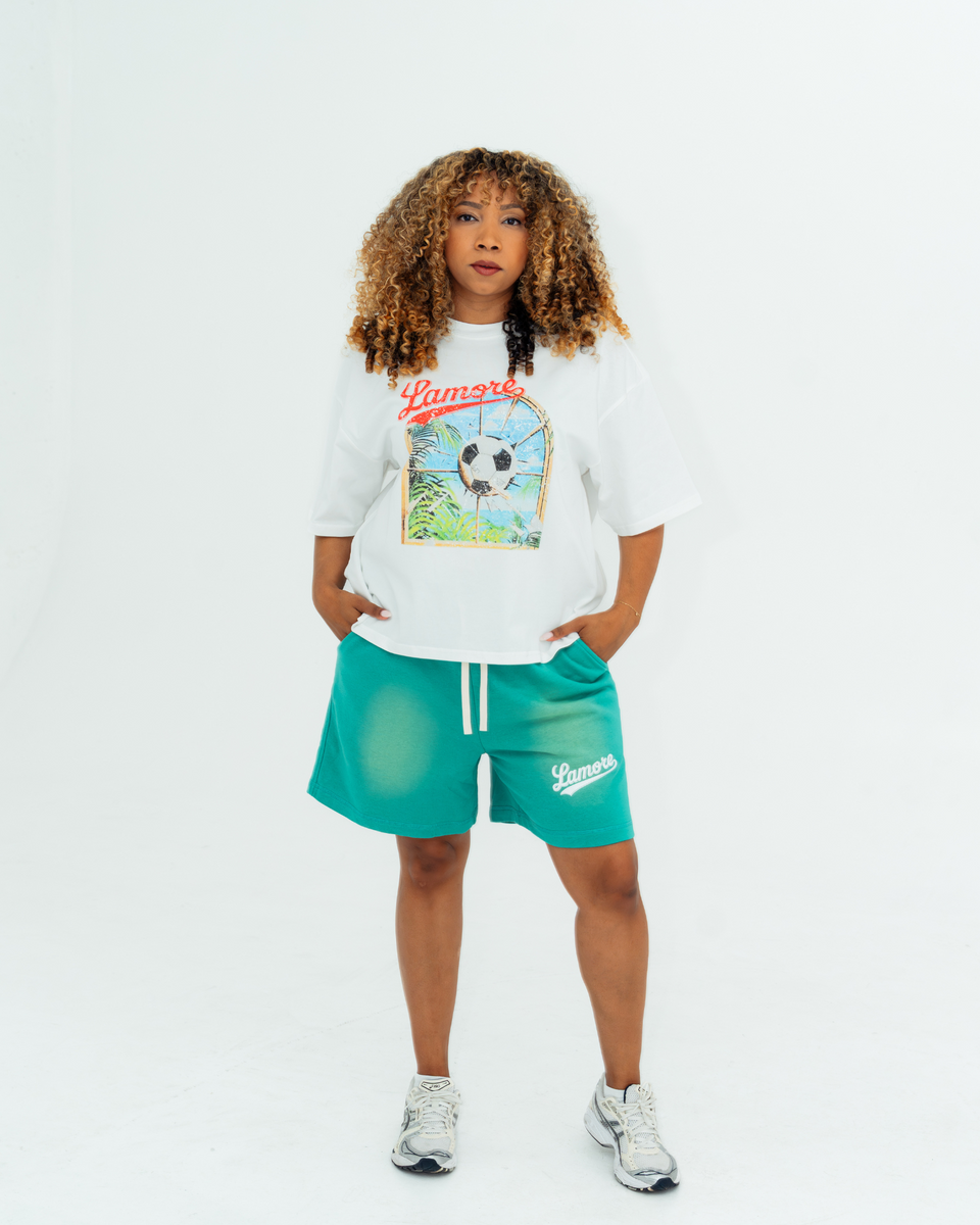 FADED VARSITY SHORTS - GREEN